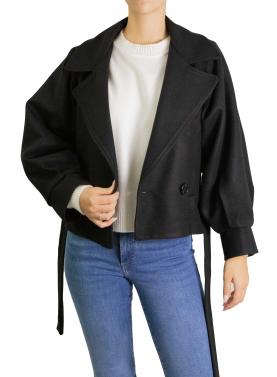 Cappottino corto con cinta e bottoni tinta unita Options